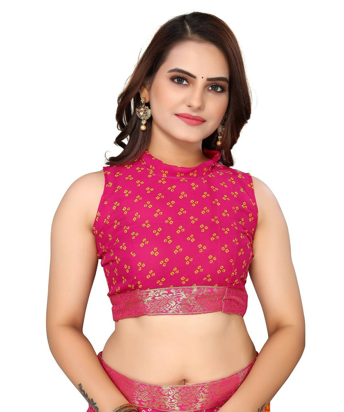 Vamika Pink Georgette Printed With Lace Saree (VERA PINK) - Distacart