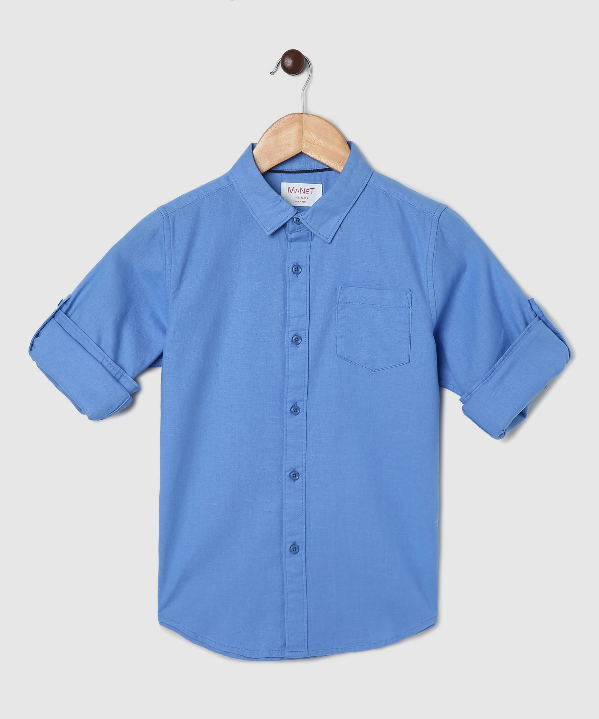 Manet Boys Full Sleeves Solid Shirt - Light Blue - Distacart