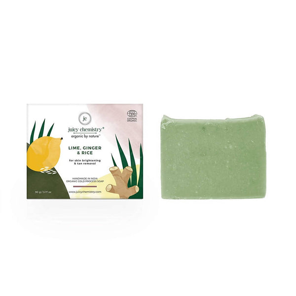 Juicy Chemistry Lime, Ginger & Rice Soap For Skin Brightening & Tan Removal - Distacart