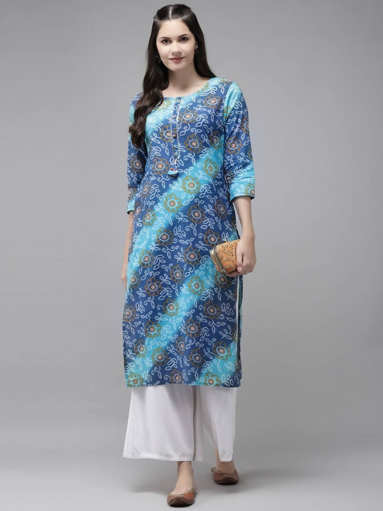 Yufta Blue Bandhani Kurta