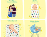 Thumbnail for Kindermum Organic Cotton Muslin Swaddle Blanket 100 Cm X 100 Cm - Set Of 2 - Pista And Lemon - Distacart