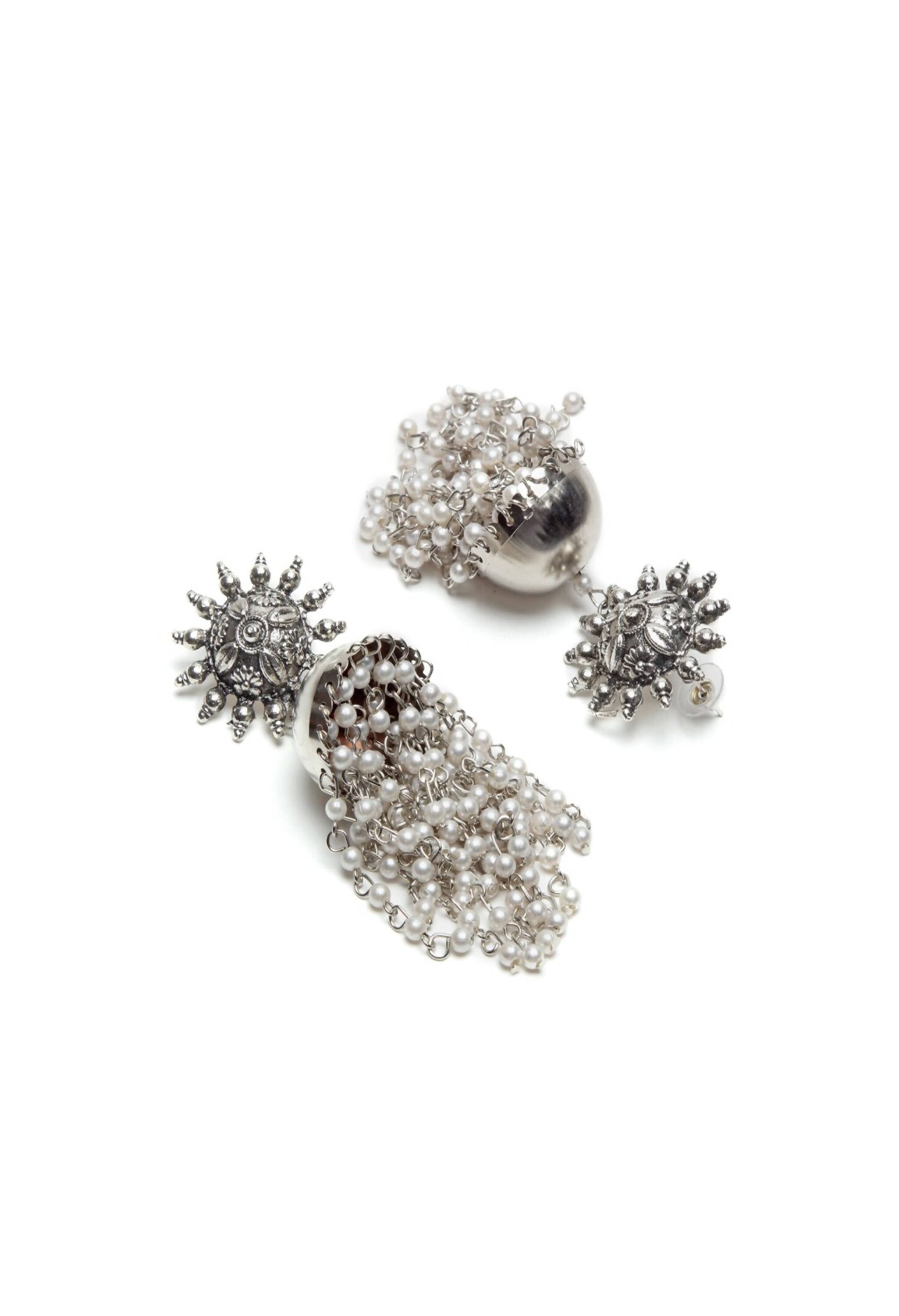 Mominos Fashion Johar Kamal Silver-Plated Earrings With Pearls Jhumkas - Distacart
