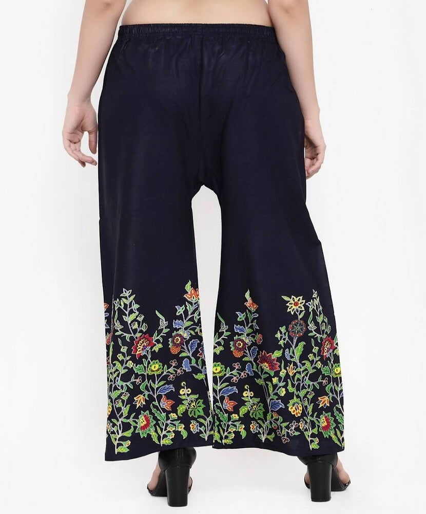 Mominos Fashion Navy Blue Floral Design Palazzo