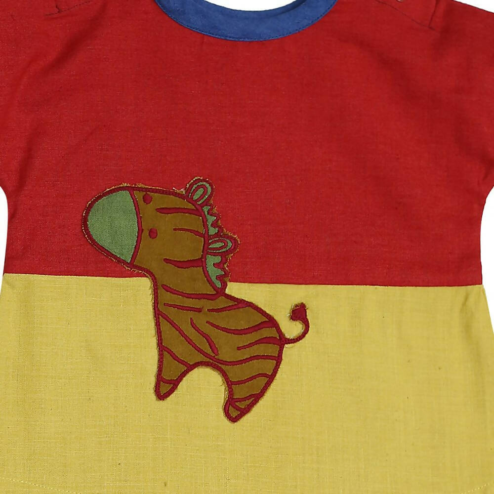 Mhyssa Morty Sleeve Red yellow T-shirt With Blue Shorts Set For Kids - Distacart
