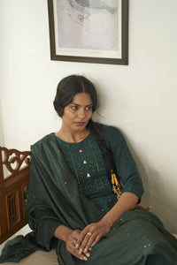 Thumbnail for Dark Green Rayon Sequence Embroidery work Straight kurta with Pant & Dupatta - Akashara - Distacart