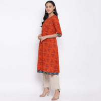 Thumbnail for NOZ2TOZ Women Orange Cotton Kurti (1pc) - Distacart