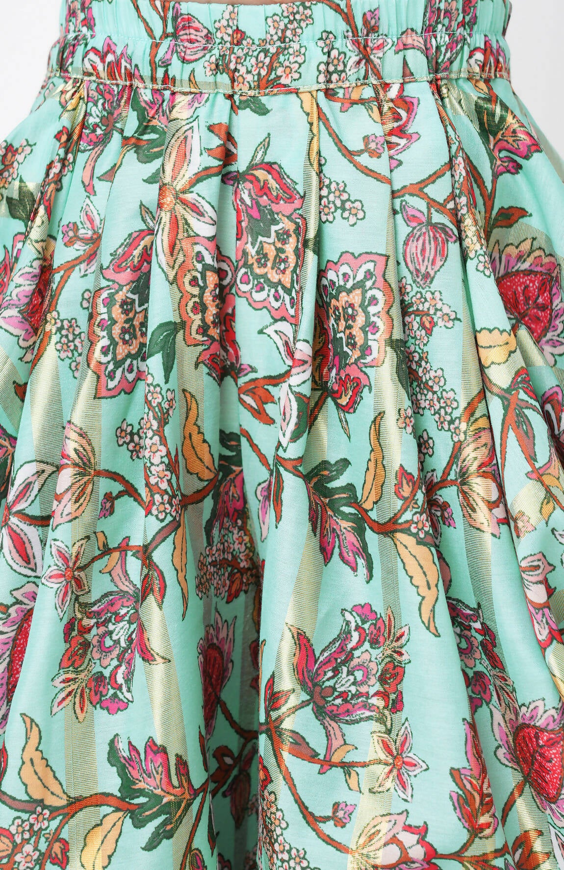 Lil Drama Golden Weaves Blue Crop Top With Dhoti Co-Ordinate Set - Distacart