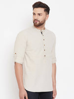 Thumbnail for Even Apparels Beige Pure Cotton Men's Kurta With Band Collar - Distacart