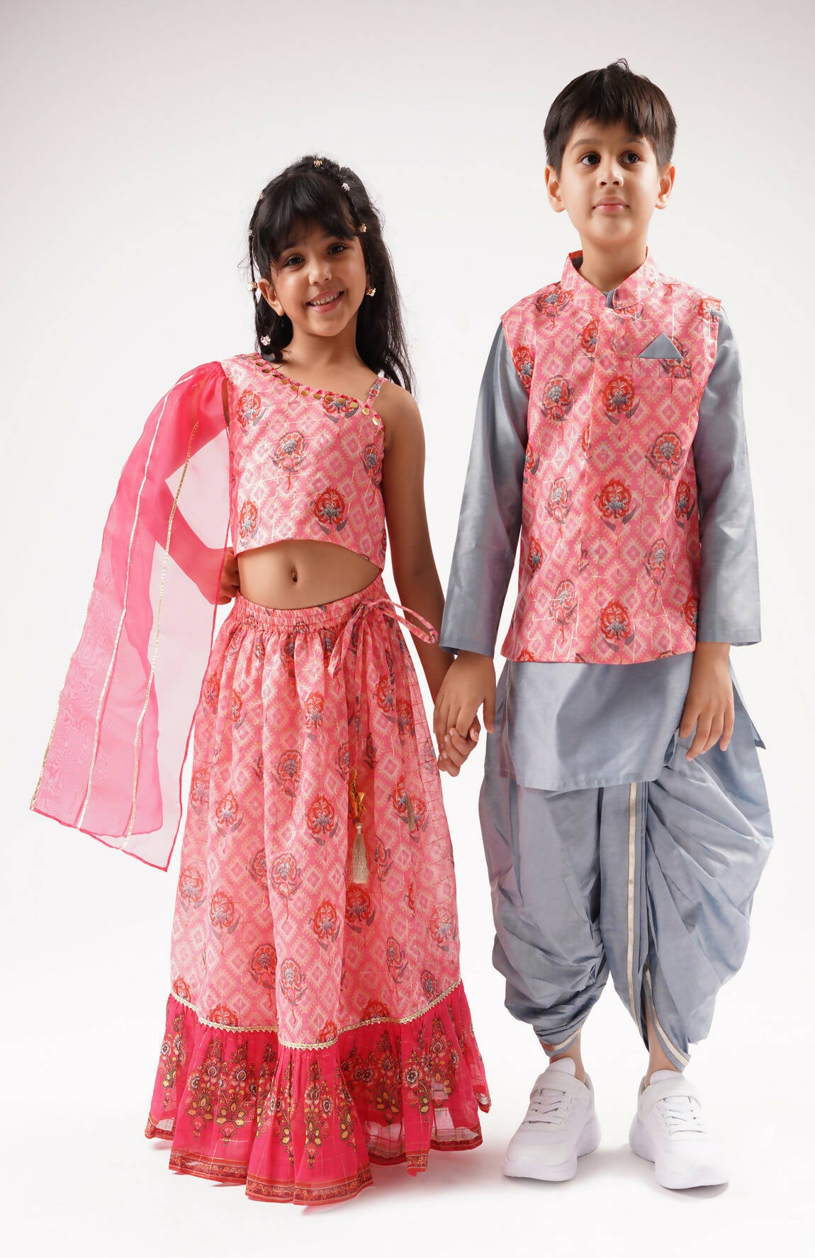 Lil Drama Raangoli Girls Pink Embroidered Lehanga Choli Set - Distacart
