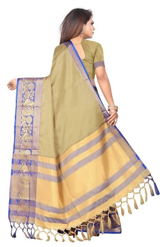 Vamika Banarasi Cotton Silk Weaving Brown Saree (DOCTOR MOR CHIKU)