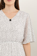 Thumbnail for PAVONINE Micro Dots V-Neck Georgette Fabric White Dress For Women - Distacart