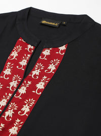 Thumbnail for Khushal K Black Color Rayon Printed Kurta And Palazzo Set