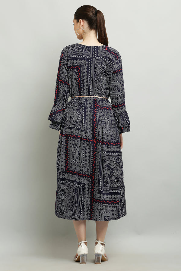 PAVONINE Navy Blue Color White Printed Kurta For Women - Distacart