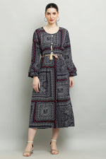 Thumbnail for PAVONINE Navy Blue Color White Printed Kurta For Women - Distacart