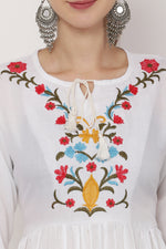 Thumbnail for PAVONINE White Color Flower Embroidery Dress For Women - Distacart