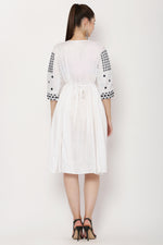 Thumbnail for PAVONINE White Color Polka Dots Embroidery Dress For Women - Distacart