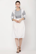 Thumbnail for PAVONINE White Color Polka Dots Embroidery Dress For Women - Distacart