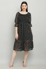 Thumbnail for PAVONINE Polka Dots Body Kansai Black Dress For Women - Distacart