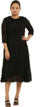 Thumbnail for PAVONINE Buta-Design Black Dress For Girls & Women - Distacart