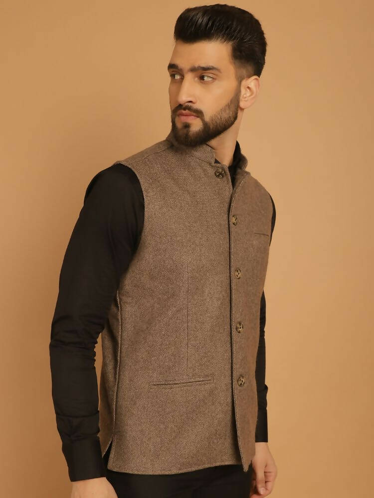 Even Apparels Pure Wool Nehru Jacket - Beige - Distacart