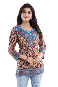 Thumbnail for Snehal Creations Brush-Up Summer Cool Printed Short Kurti Tunic