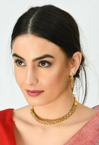 Thumbnail for Mominos Fashion Johar Kamal Gold-Plated Brass Finish Hasli Design Choker For Women (Golden) - Distacart