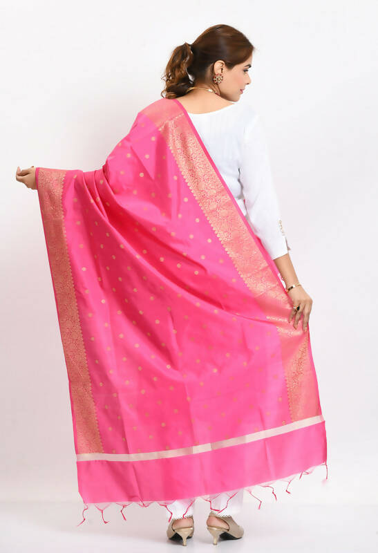 Mominos Fashion Moeza Women's Banarsi Silk Woven Design Pink Dupatta - Distacart
