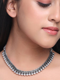 Thumbnail for NVR Women Silver-Plated Oxidised Necklace - Distacart