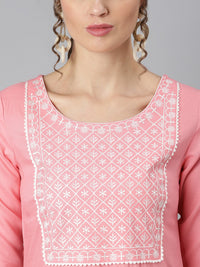 Thumbnail for Khushal K Women Pink Kurta and Palazzo With Dupatta Set