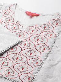 Thumbnail for Khushal K Women White Kurta and Pant With Dupatta Set