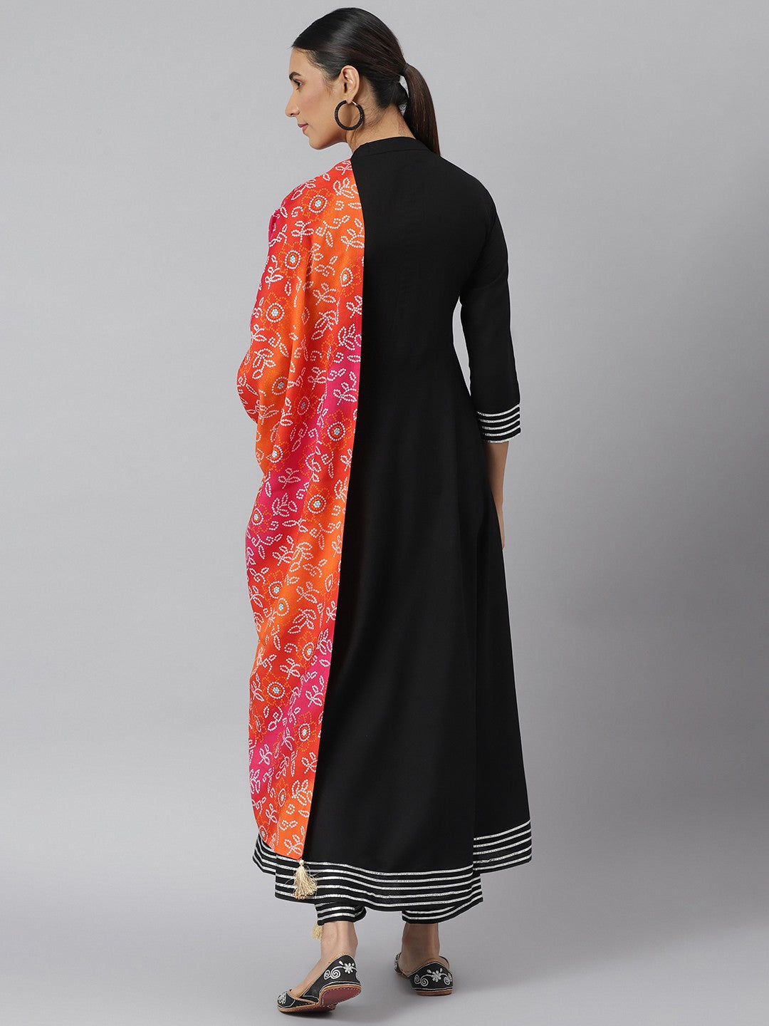 Khushal K Women Black Kurta and Palazzo With Dupatta Set