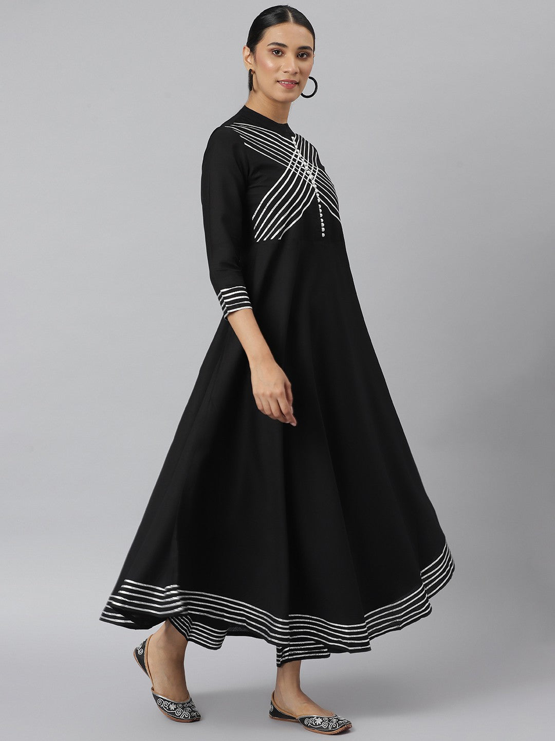 Khushal K Women Black Kurta and Palazzo With Dupatta Set