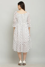 Thumbnail for PAVONINE Polka Dots Body Kansai White Dress For Women - Distacart