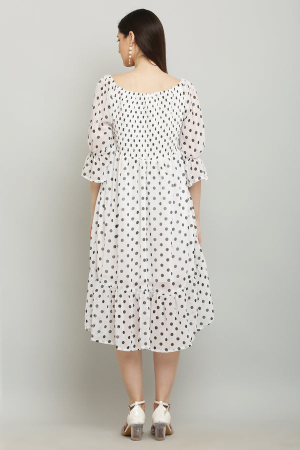 PAVONINE Polka Dots Body Kansai White Dress For Women - Distacart