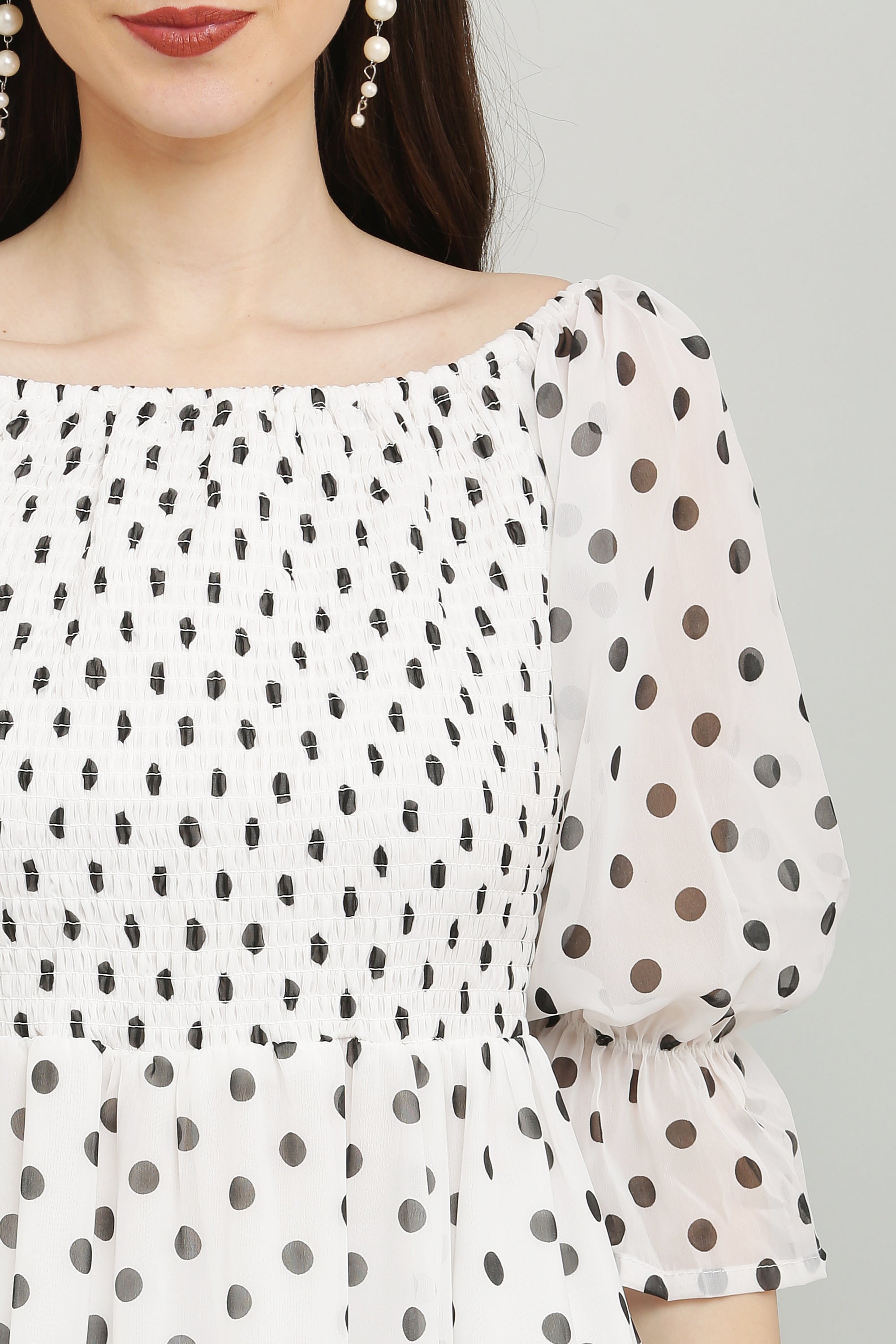 PAVONINE Polka Dots Body Kansai White Dress For Women - Distacart