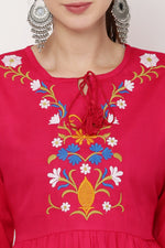 Thumbnail for PAVONINE Rani Color Flower Embroidery Dress For Women - Distacart
