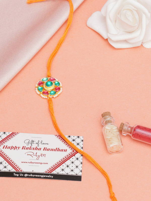 Designer kundan Rakhi - Ruby Raang - Distacart
