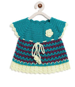 Thumbnail for ChutPut Hand knitted Crochet Adorable Wool Dress For Baby Girls - Green - Distacart