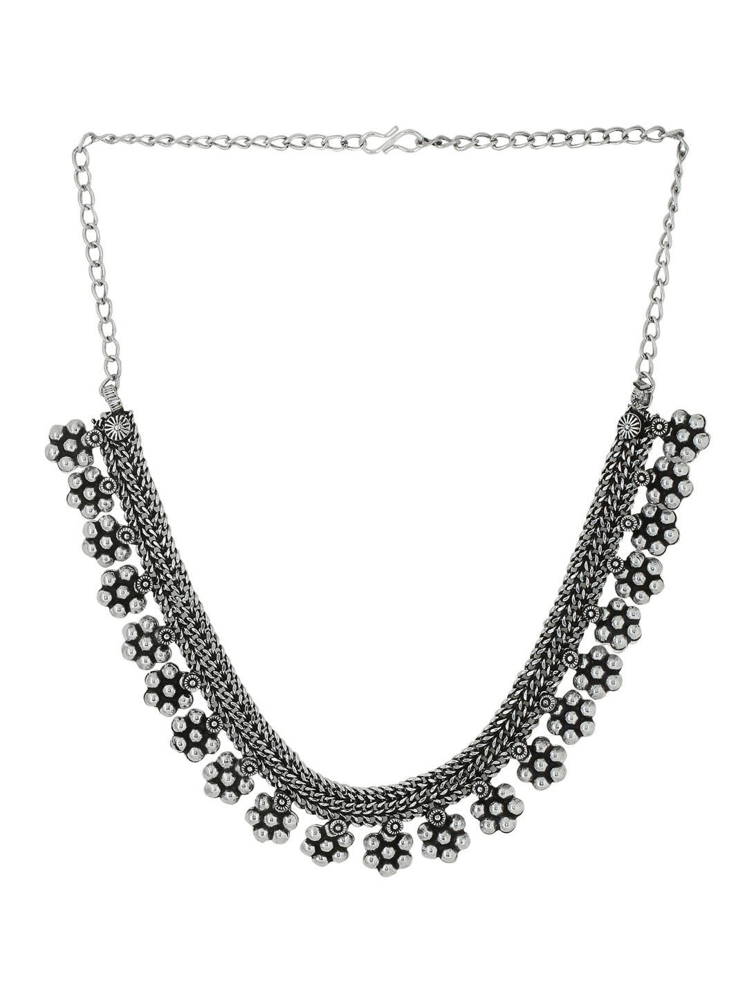 NVR Women Silver-Plated Oxidised Necklace - Distacart