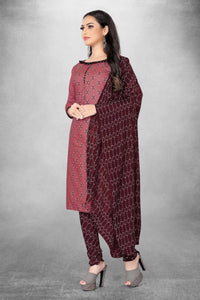 Thumbnail for Pink Cotton Printed Unstitched Dress Material - Amara - Distacart