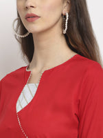 Thumbnail for Rudra Bazaar Angrakha Red Kurti Set With Dupatta - Distacart