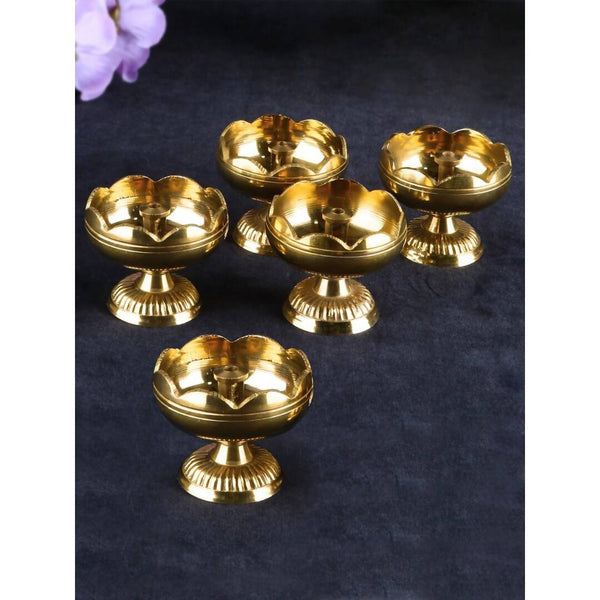 Tied Ribbons Gold Toned 5 Pieces Akhand Brass Diyas - Distacart