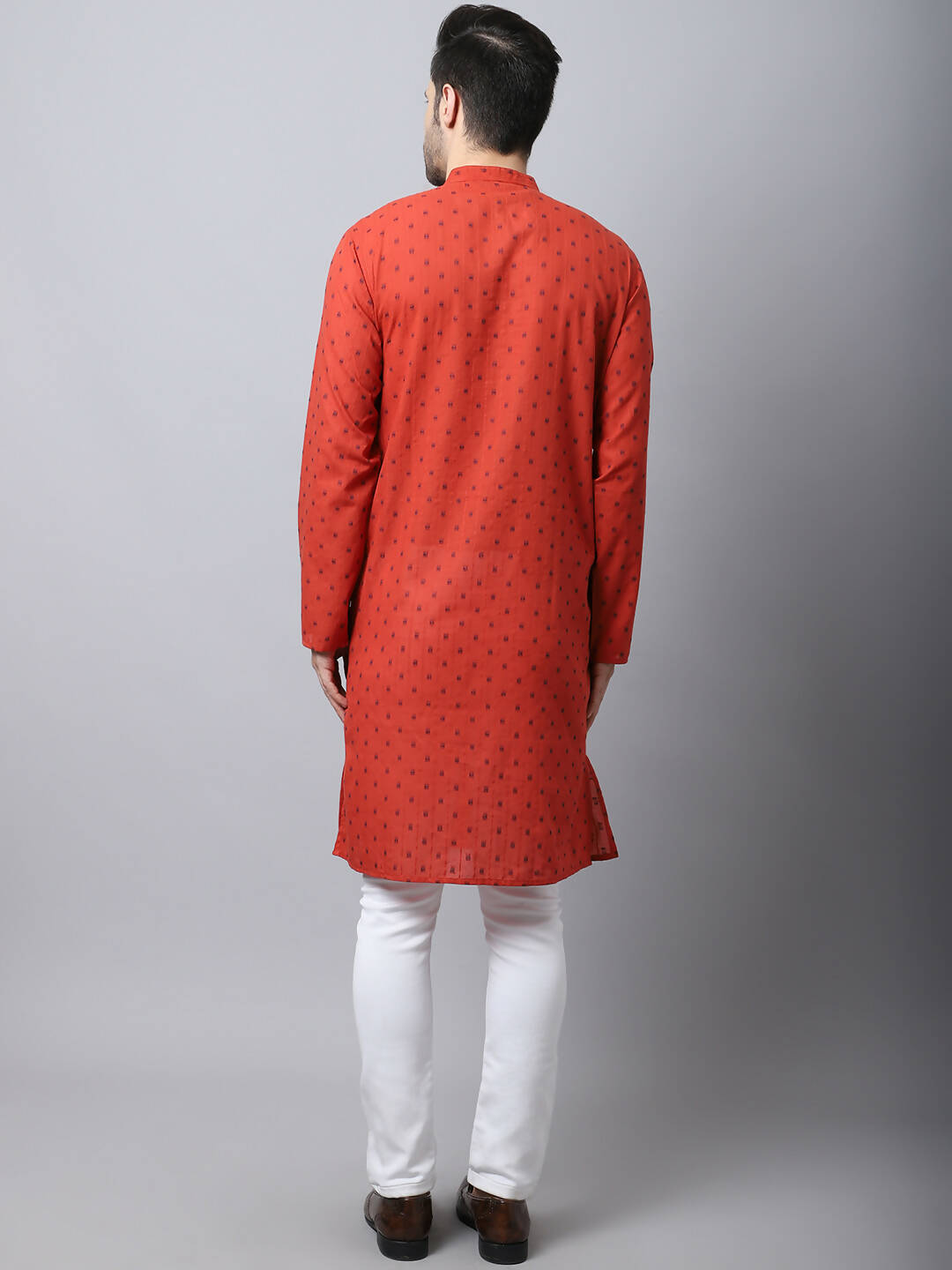 Even Apparels Red Pure Cotton Men's Kurta With Band Collar - Distacart