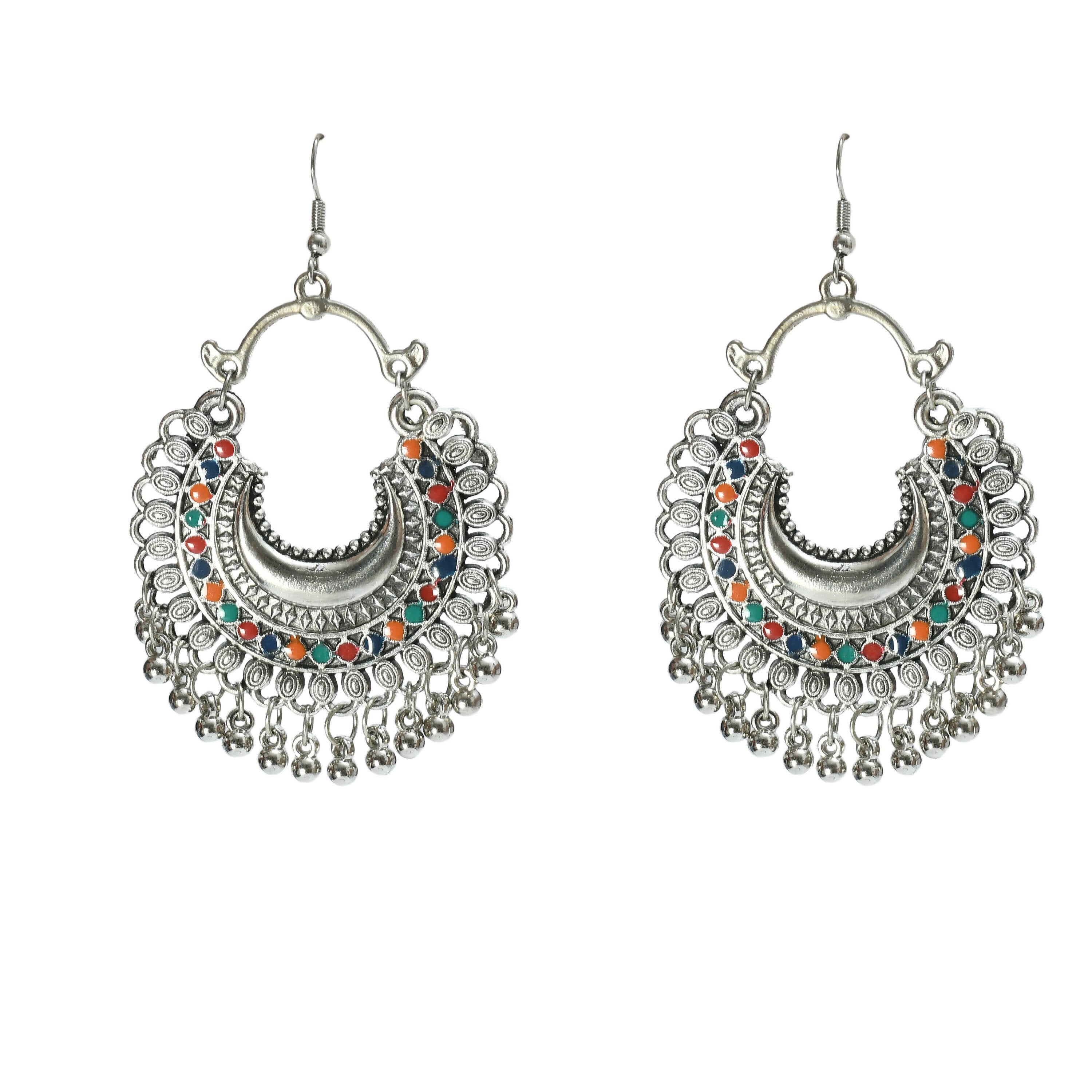 Mominos Fashion Johar Kamal Oxidised Silver-Plated Meena Work Choker Set - Distacart