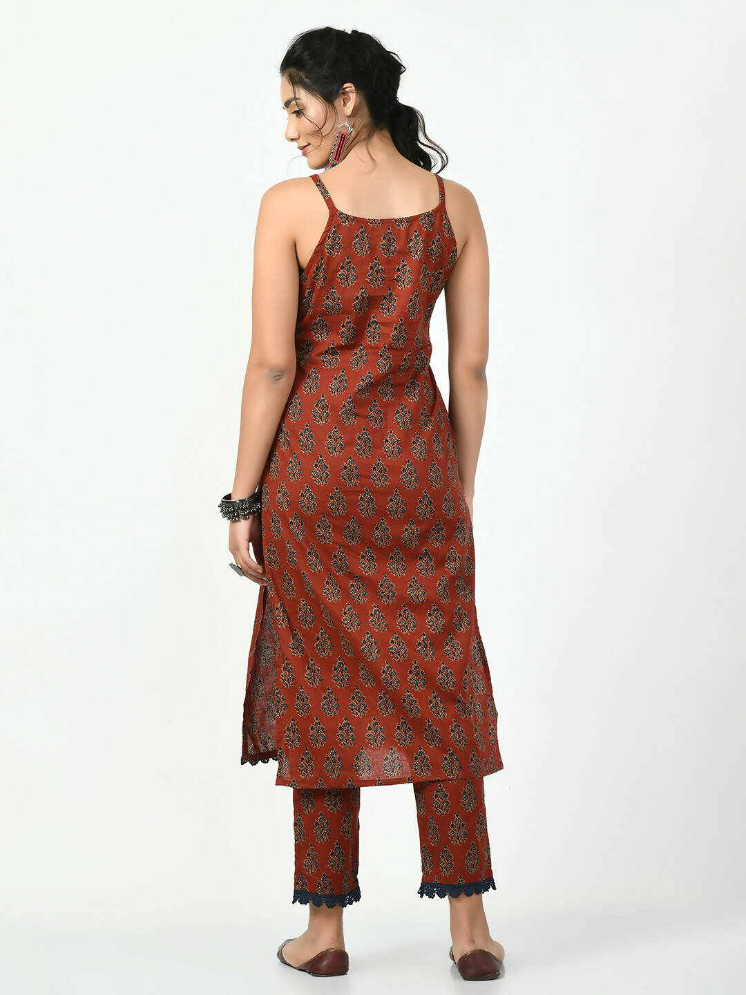Myshka Women's Rust Straight Printed Kurta - Distacart