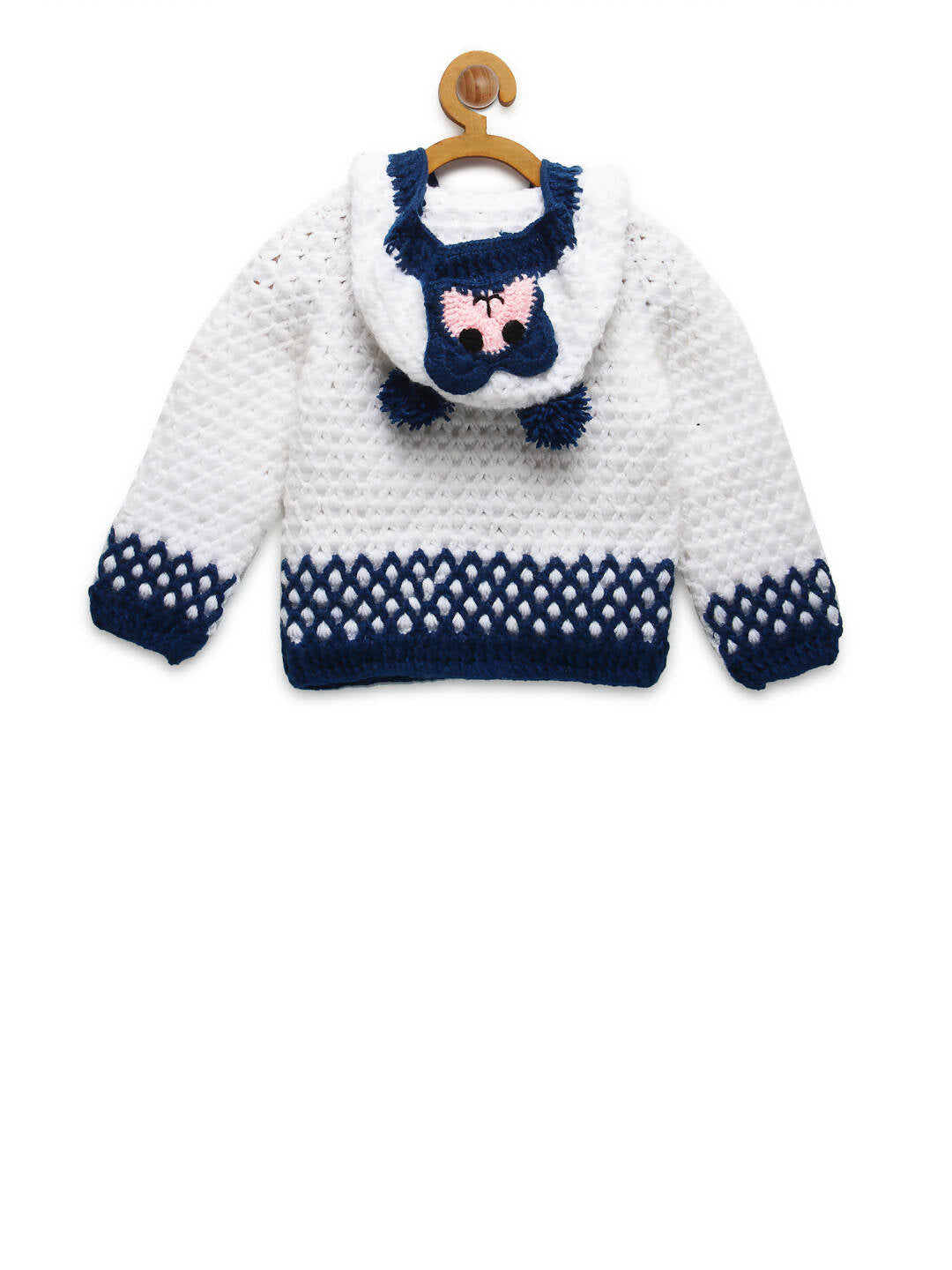 Chutput Kids Woollen Hand Knitted Tacky Design Sweater For Baby Boys - White - Distacart