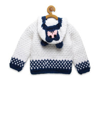 Thumbnail for Chutput Kids Woollen Hand Knitted Tacky Design Sweater For Baby Boys - White - Distacart