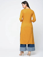 Thumbnail for Aniyah Rayon Solid Straight Mustard Color Kurta (AN-110K)