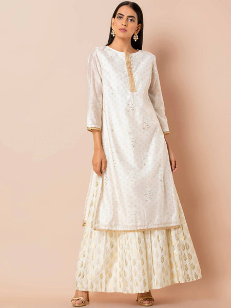 Indya White Embroidered Kurta - Distacart