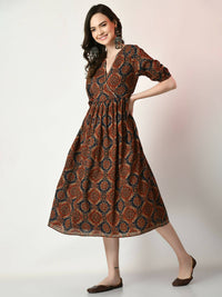 Thumbnail for Myshka Women's Multi Empire Printed Dress - Distacart